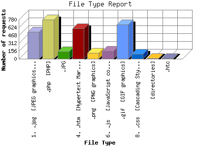 File Type Report: Number of requests by File Type.