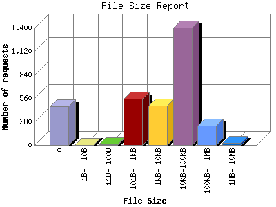 File Size Report: Number of requests by File Size.